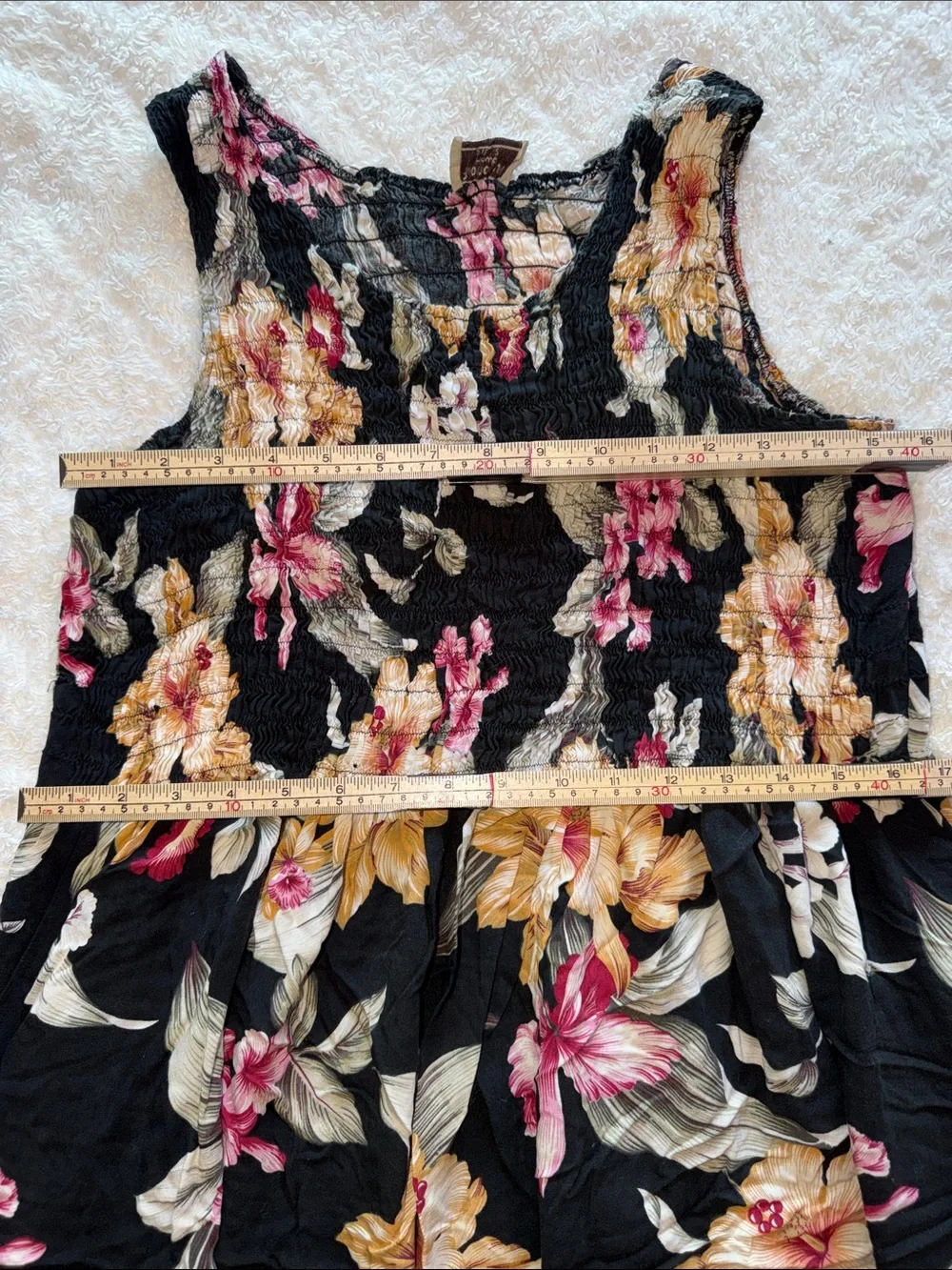 Aloha Hut Sleeveless Floral Maxi Dress with Pink & Yellow Blooms